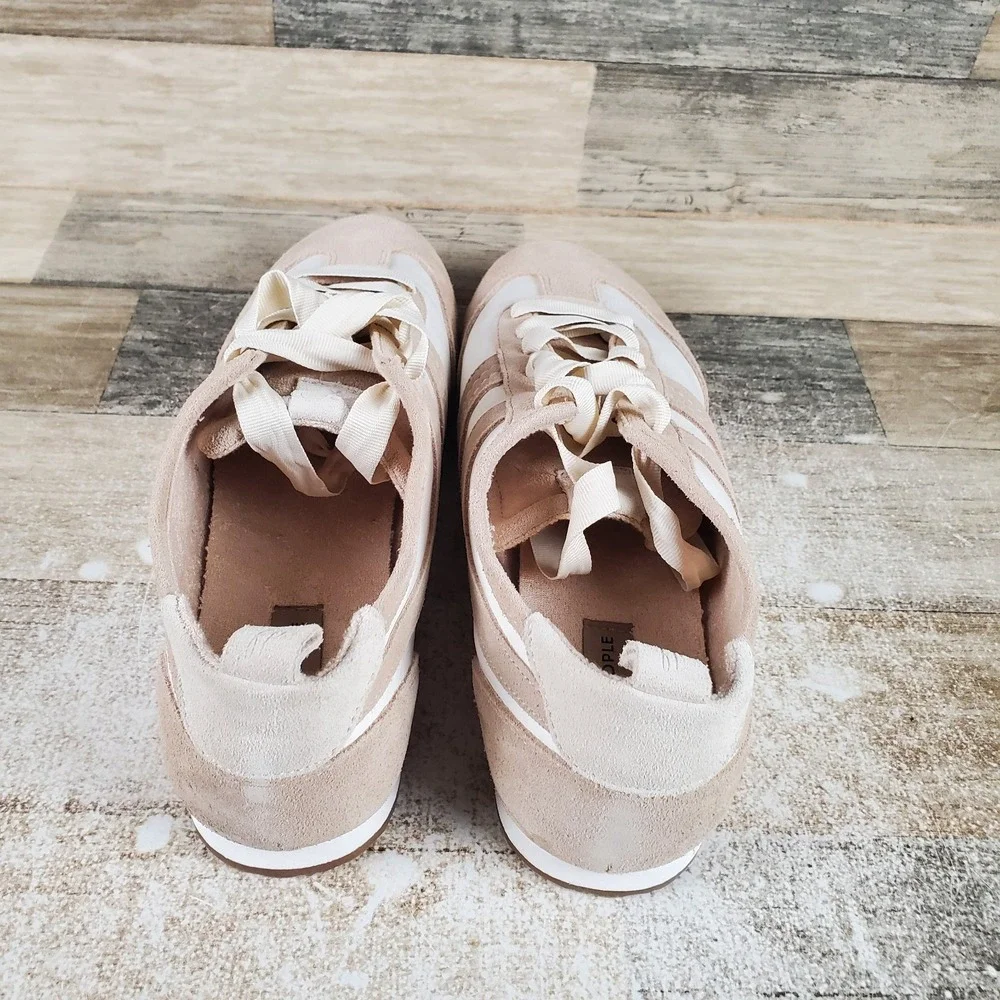Free People Aces Shoes Sz 11 Tennis Chalk Desert Sand Suede Low-Top Sneaker